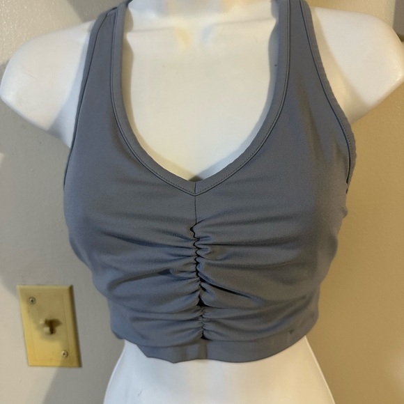 Gray Ruched Crop Top - Picture 2 of 4